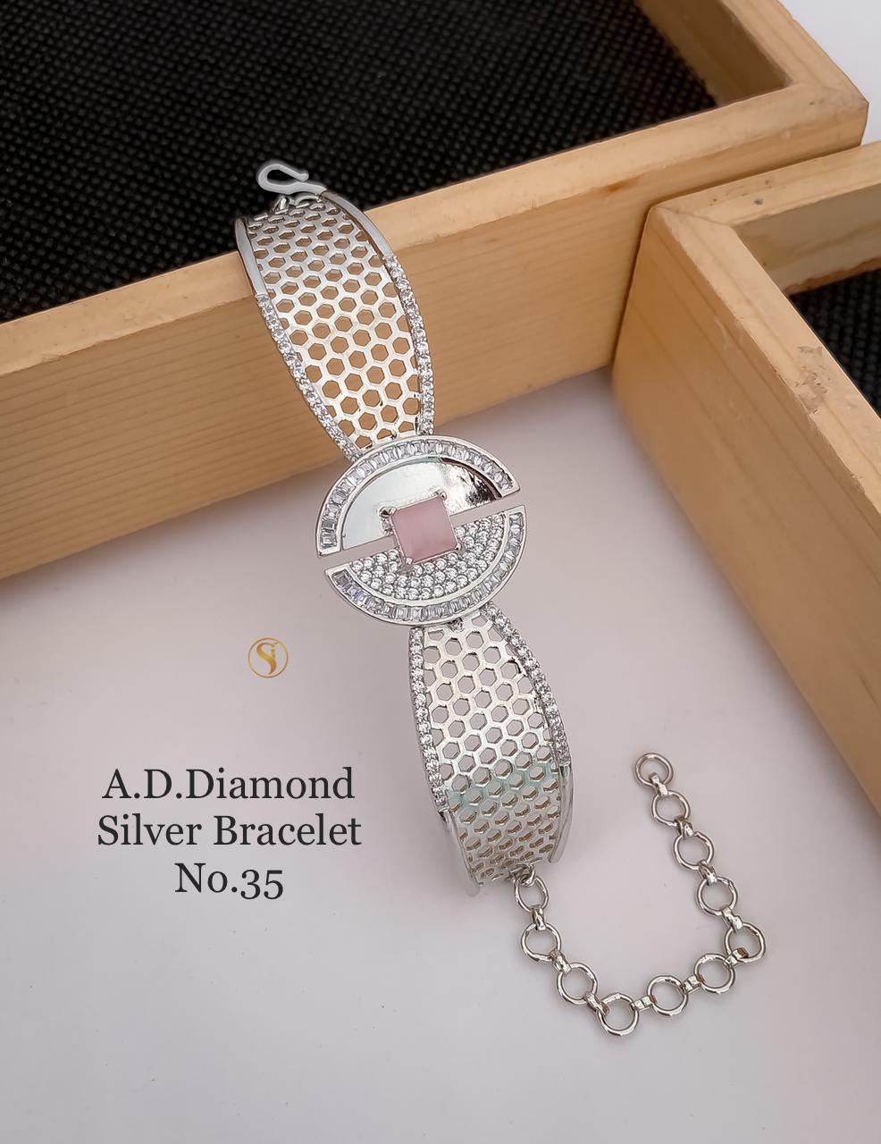 Rose Gold Silver AD Diamond Fancy Bracelets2 Wholesale Online
